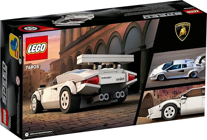 Lego Speed Champions Lamborghini Countach 76908 Race Car Toy Model Replica Collectible Building Set with Racing Driver Minifigure