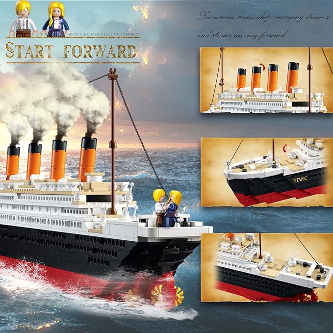 Sluban Titani Model Building Set Ship Toys with 2 Major Minifigures STEM Boat Set Gift for Adults and Kids 6+ Ideal for Titanc Fans' Collection 1012 PCS1