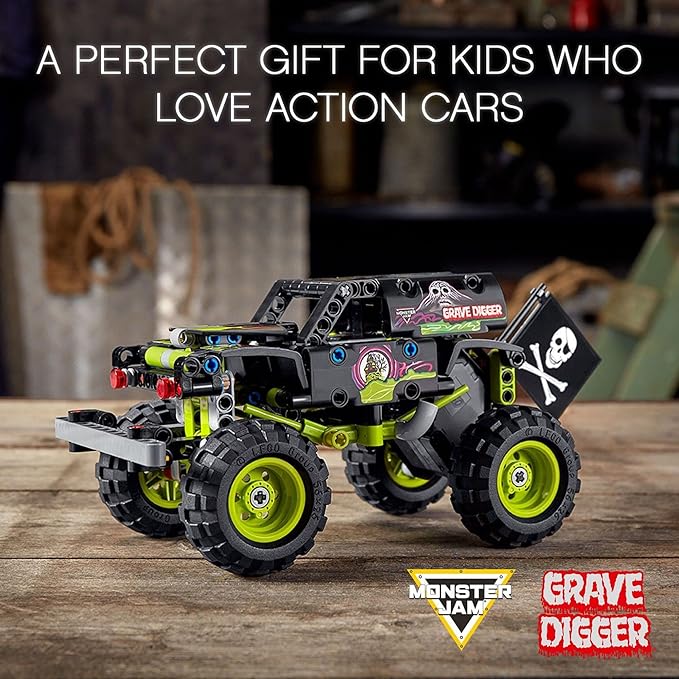 LEGO Technic Monster Jam Grave Digger 42118 Set - Truck Toy to Off-Road Buggy Pull-Back Motor Vehicle Building and Learning Playset Gift for Grandchildren or Any Monster Truck Fans Ages 7 and Up