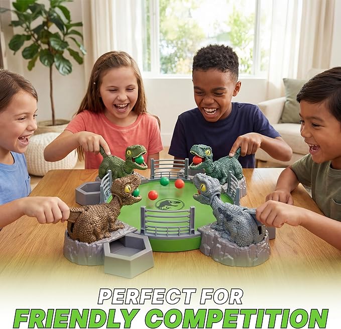 Jurassic World Ravenous Raptors Board Game– Dino Chomping Board Games for Kids Interactive Dinosaur Game w/Snack Balls Play Arena &amp Raptors Easy Play Durable Design for Kids Ages 4+