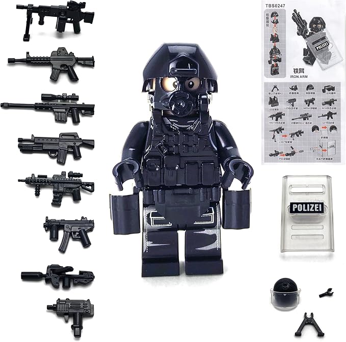 Toysvill SWAT Military Police Building Block Kit | Motorcycle &amp Soldiers Minifigures (Classic Set of 6 PCS) with Dog Modern Weapons and Accessories Gift