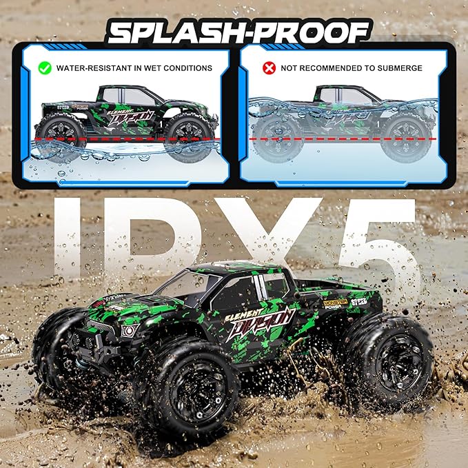 1:18 Scale All Terrain RC Cars 40 KPH High Speed 4WD Electric Vehicle with 2.4 GHz Remote Control 4X4 Waterproof Off-Road Truck with Two Rechargeable Batteries
