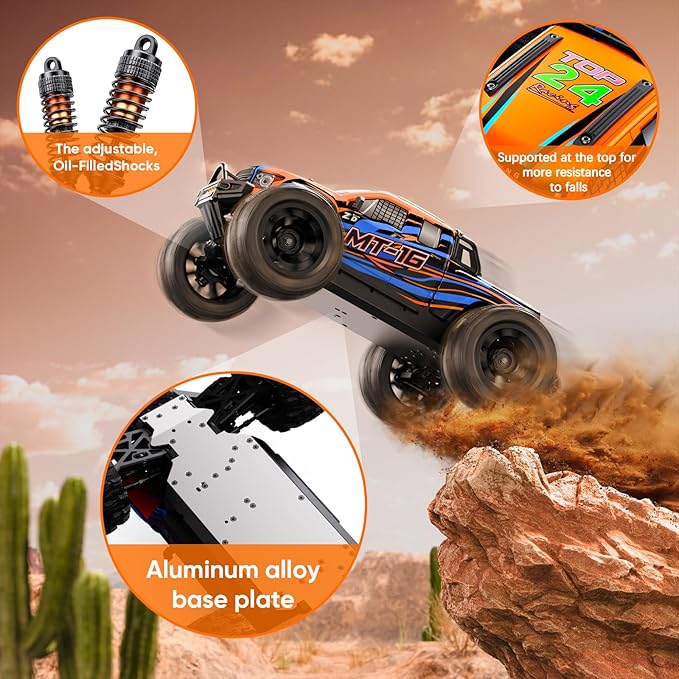 ZD Racing MT-16 1/16 50MPH Brushless 4WD RC TruckUpgradeable All-Terrain Remote Control Cars with 3S BatteryWaterproof Fast Off-Road RC Truggy for AdultsSuitable as Gift for Snow/Sand Adventures