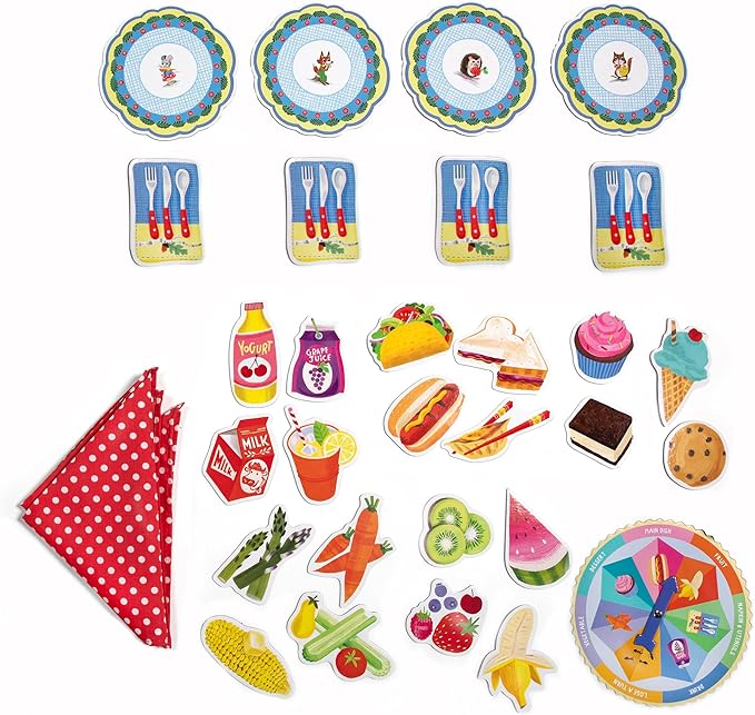 eeBoo: Spin to Play Picnic - Game for Kids Gather Food with Friends Preschool Ages 3+ 2-4 Players 15-25 Min Playing Time