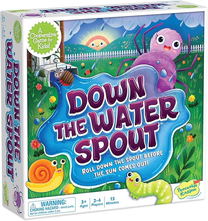 Peaceable Kingdom Down The Waterspout Cooperative Board Game – Preschool Matching Game for Kids – Teamwork &amp Social Skills – Ages 3+ 2–4 Players
