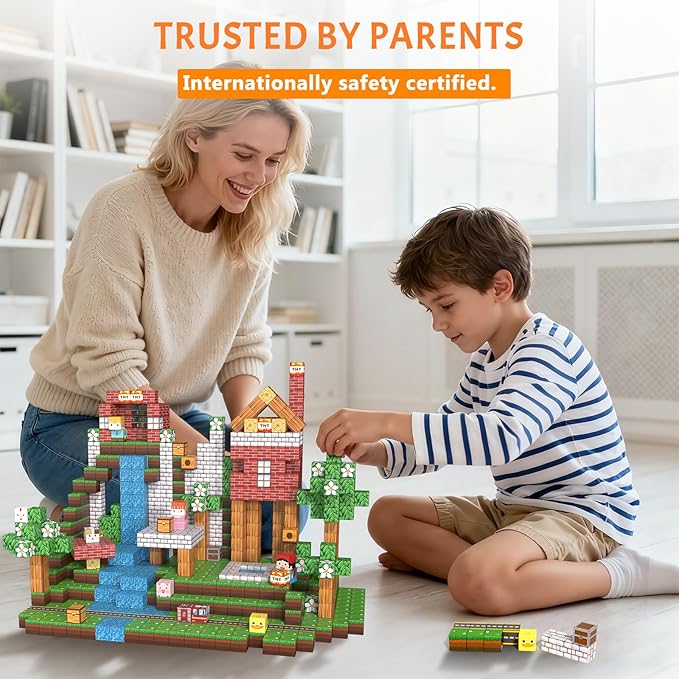 Vdealen 300 PCS Magnetic Blocks-Magnetic Building Blocks Stacking Magnetic Cubes Toy for Kids STEM Montessori Sensory Toys for Boys and Girls Age 3 4 5 6 7 8 9 10 11 12 Christmas Birthday Gift