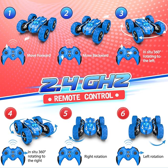Remote Control CarRC Cars for 4 5 6 7 8 9 10 11 12 Year Old Boy Double Sided 360°Flip 4WD Rechargeable Drift RC Race Car Boys Toys Birthday Gifts Easter Basket Stuffers for Kids Age 4-12