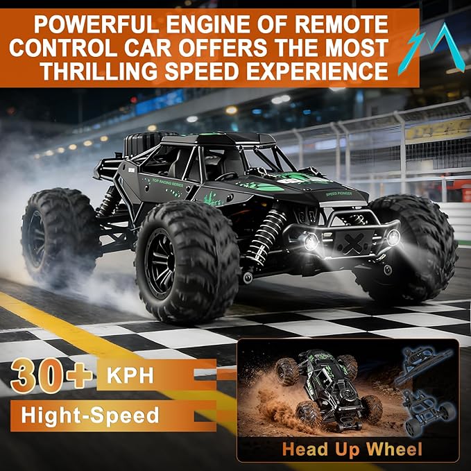 Fast Remote Control Car RC Cars 1:16 4WD High Speed Motor for Adults 30+KPH 2.4GHz Remote Control with No Delay Off Road RC Truck All Terrains RC Cars for Professional Enthusiast