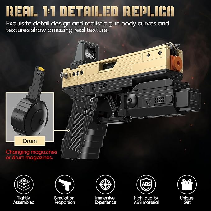 Model Gun Building Blocks Set Building Bricks Toy Guns Guns Buildings Toys for Boys Kids Adults Sniper Set Toy Pistol Model Kit for Military Fan