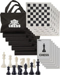 WE Games Best Value Tournament Chess Set - Includes 34 Chess Pieces Roll Up Vinyl Chess Board Chess Pieces Chess Bag and Equalizer Dice Travel Chess Sets for Adults