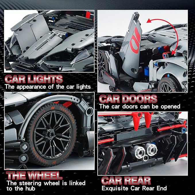 Sports Car Building Sets for Adults -1:14 Technic Cars Building Block Toy Decor Model Valentine's Day Gift for BoyfriendBirthday Gift for Racing Car Fans and Boys Age 8 10 12 14 Year Old