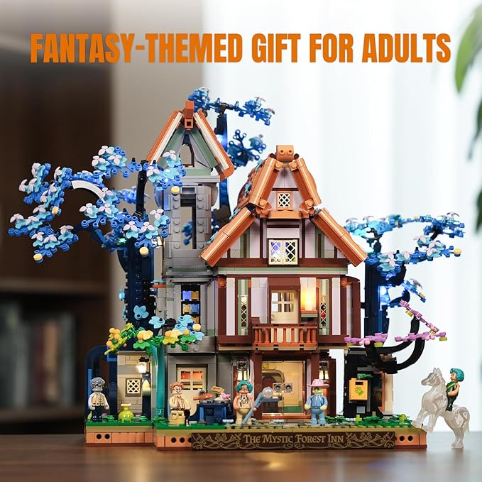 Sylvan-Inn Treehouse Lighting Building-Bricks-Set - 3120 Pcs Elf Hotel Cabin Collection Tree House LED Light Set for Adults and Retro House Collectors