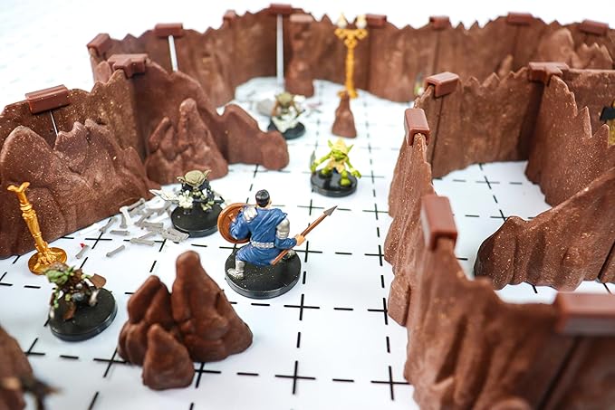 Dirt Cheap Dungeons Goblin Cavern Set - 143pc Modular Cave &amp Tunnel Kit - 5.5ft of Linear Walls for 1 Grid TTRPG - D&ampD Pathfinder Daggerheart