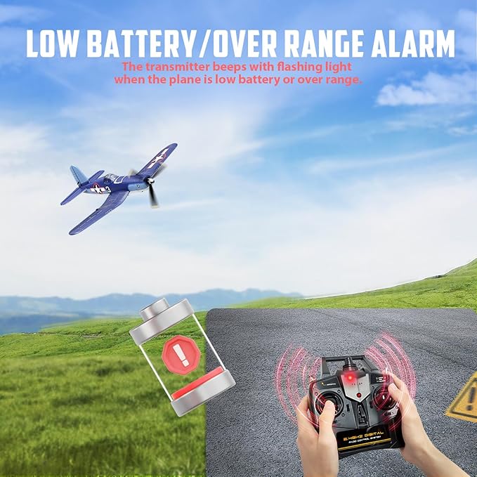 RC Planes for Adults 4 Channel RTF F4U Corsair RC Airplanes Fighters with 6-Axis Gyro 3 Flight Modes and One-Key Aerobatic Function Wingspan 400mm Suitable for Outdoors and Gifts