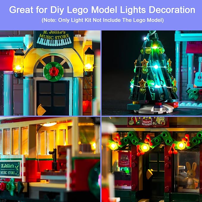 Upgraded Led Light Kit for Lego Holiday Main Street Building Set Compatible with Lego 10308 (Model Not Included)