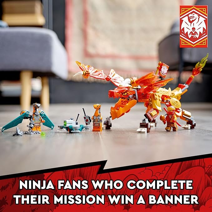 LEGO NINJAGO Kai’s Fire Dragon EVO Toy 71762 for Kids with Cobra &amp Boa Snake Warrior Figures and Kai Minifigure Collectible Mission Banner Series