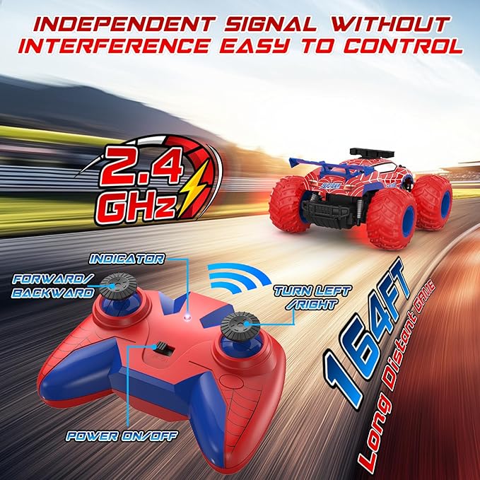 1:18 Remote Control Car - 20km/h 2.4GHz All Terrain Off-Road Monster Truck with Bodylights&ampHeadlights &ampHeadlamps Rechargeable Toy Car Gift for 3 4 5 6 7 8 9 10-12 Year Old Boys Girls Kids