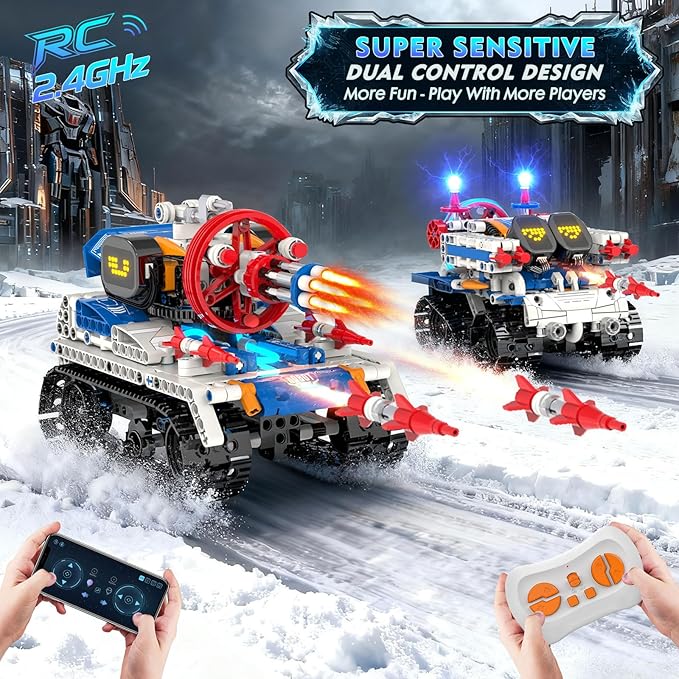 5in1 STEM Robot Building Kits for Kids 6-12 App &amp Remote Control STEM Car Tank Truck Robot Building Toys for Kids Science Learning 800Pcs DIY Building Sets Erector Sets Gifts for Boys Girls