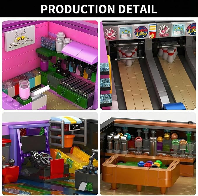 Arcade Modular Building Blocks Set with LED Lights Cyberpunk Retro Arcade Bowl Street View Bricks Collectible Construction Toy for Adults &amp Teens 14+Barweer004 (2600PCS)