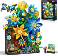 Starry Night Flower Wall Building Set with Lights Botanical Collection Famous Painting Artwork Building Block with Butterfly 1008 PCS Home Wall Decor for Adults Girls 10+