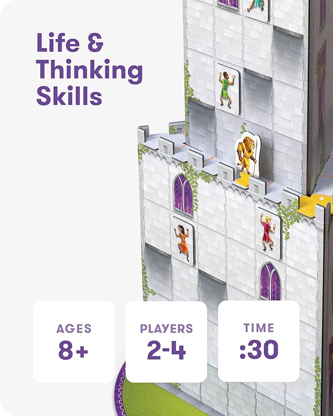 SimplyFun The Climbing Knights - Exciting Castle Climbing Strategy Board Game - Fine Motor Skills - Educational Fun with Magnetic Knights Guard Pawns &amp Premium Components - 2-4 Players Ages 8 &