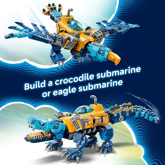 LEGO DREAMZzz Crocodile Submarine Building Toy for Boys &amp Girls - Pretend Play Set for Kids Ages 8+ W/2 Build Options - Includes 3 Minifigures &amp Treasure Creature - Gift Idea for Birthdays -