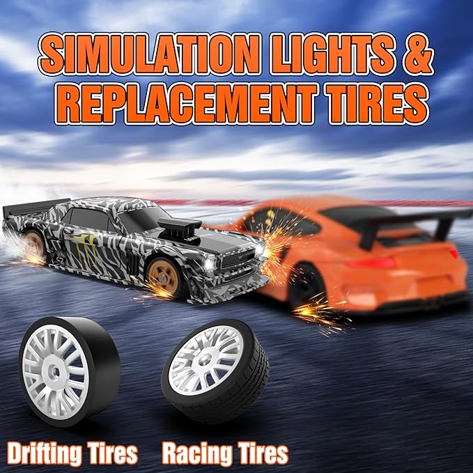 RC Drift car 1/43 Mini Rc Drift car with Gyroscope 2.4GHz Full Proportional Remote control Cars 4WD High Speed Racing with Lights Racing Tires Model Cars Gift for Adults Kids Boys Girls