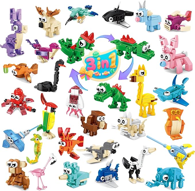30 Pack Mini Animal Building Blocks Party Favors for Kids with 90 ModelsClassroom PrizesBirthday GiftsEasterChristmasValentine's Day Toys for Boys Girls Ages 6+