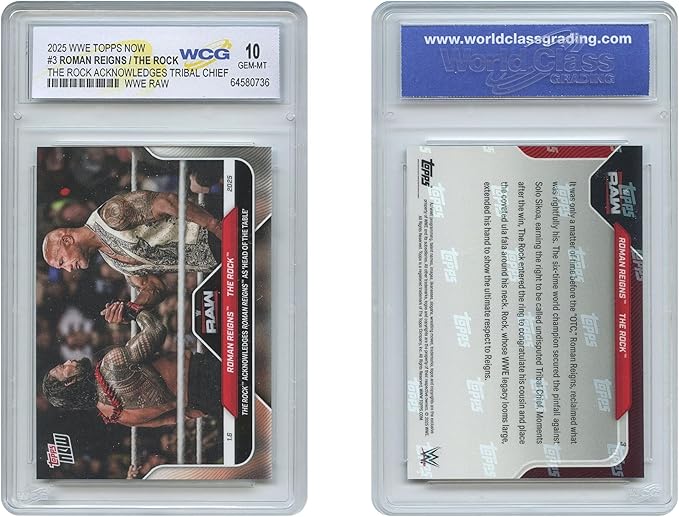 2025 WWE Topps Now Roman Reigns/The Rock Tribal Chief Card #3 - Graded GEM Mint 10