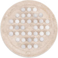 Marble Solitaire Board Game 10 Travertine Mind Game with 42 White Marble Balls Classic Puzzle Game for Family Modern Tabletop Brain Teaser