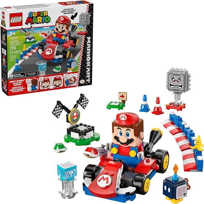 LEGO Super Mario: Mario Kart – Interactive Mario &amp Standard Kart Building Toy - Pretend Play Racing Playset for Boys &amp Girls Ages 7+ - Kids Birthday Gift Idea - 72043