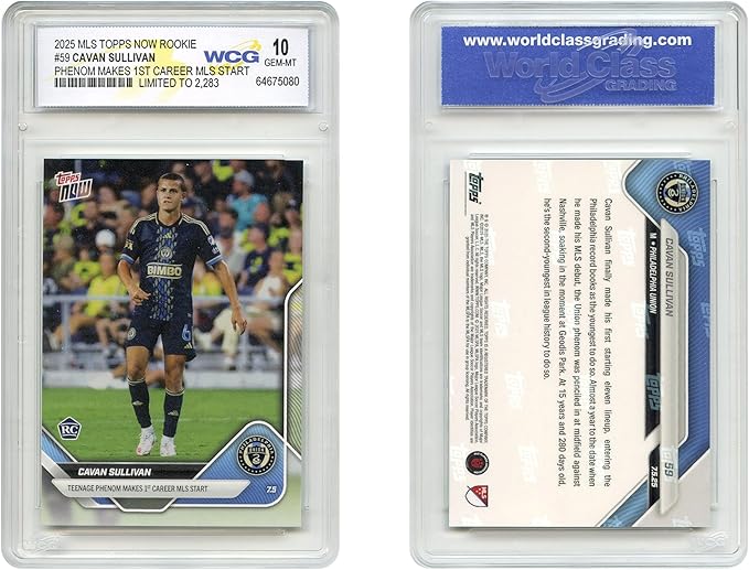 2025 MLS Topps Cavan Sullivan Rookie 1st Career MLS Start Card #59 - Graded GEM Mint 10