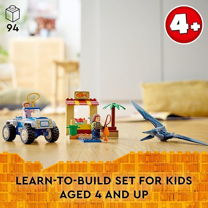 LEGO Jurassic World Pteranodon Chase 76943 Dinosaur Toy Set with 2 Minifigures and Buggy Car Gift Idea for Kids 4 Plus Years Old