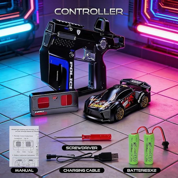Remote Control Car with Shooting Game 3 IN 1 Parent-Child Drift RC Car 2.4GHz Stunt Toys with Infrared Gun Christmas Birthday Gifts for 3 4 5 6 7 8 9 10 Year Old Kids Boys Girls Age 4-7 8-12 (Black)