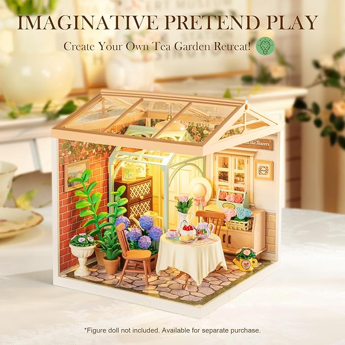 Rolife Super Creator-DIY Plastic Miniature House for Adults Mini Blocks Model Kit Building Set for Teens 8-12 DIY Crafts/Hobbies/Building Blocks Toys for Teens&ampAdults (Blooming Tea Garden)