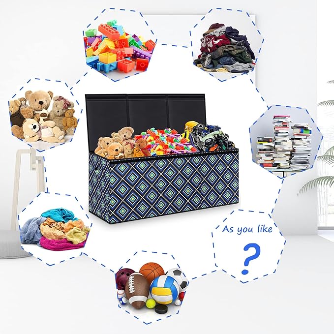 HOMEMARVEL Large Toy Chest Big Toy Box Extra Large Toy Box for Boys &amp Girls Collapsible Sturdy Chest Storage Organizer with Removable Lids for Playroom Bedroom Nursery Closet