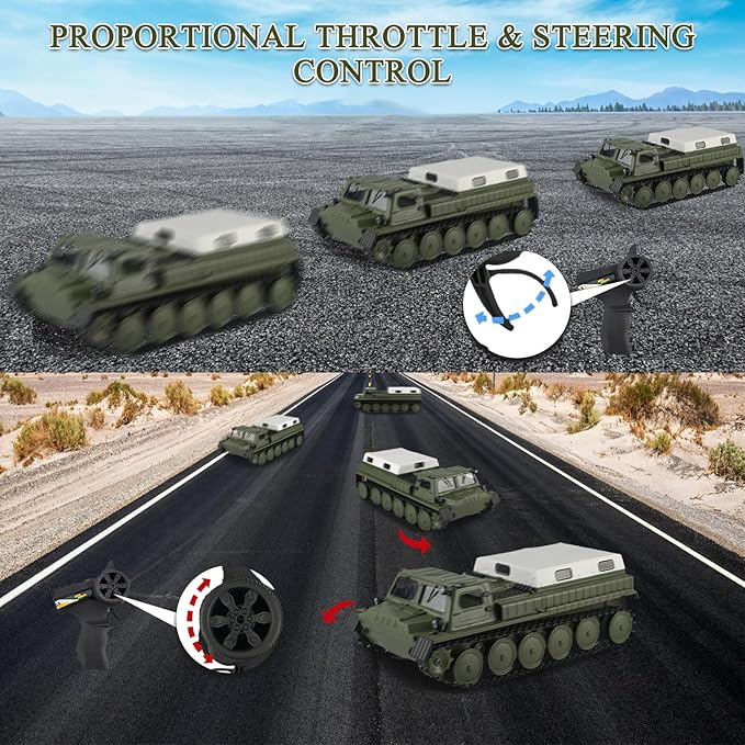 Remote Control Tank Military Transport Vehicle 2.4G Crawler Car RC Off-Road Army Armored Truck All Terrain for Kids and Adults Toys