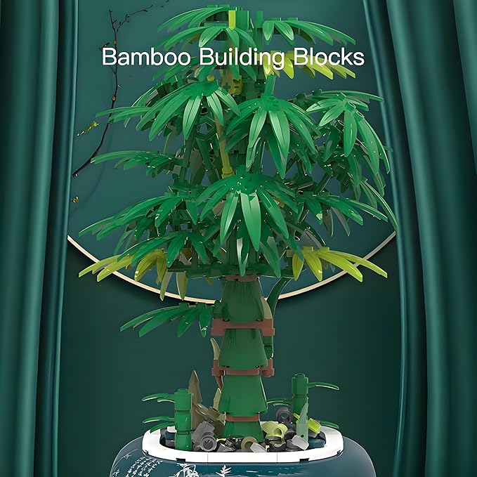 DIY Lucky Bamboo Building Set for Adults – Realistic Artificial Desk Plant for Office Decor Zen Stress Relief Decoration Aesthetic Gift for Birthdays and All Events
