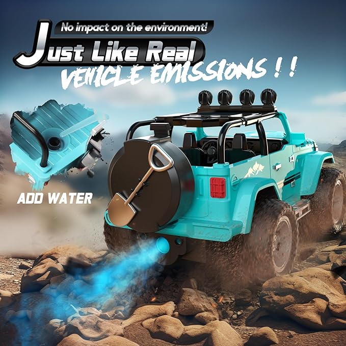 DEERC Remote Control Car with Fog Mist &amp Music 1:16 Remote Control Truck for Boys 2.4Ghz RC Car Toy with 2 Batteries All Terrain SUV Gifts Crawler with Trailer Hitch