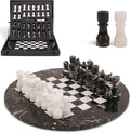 Marble Chess Set for Adults with Complementary Storage Box 15 Black &amp White Handmade Board Games for Adults Premium Chess Set Board Game with Extra Queens
