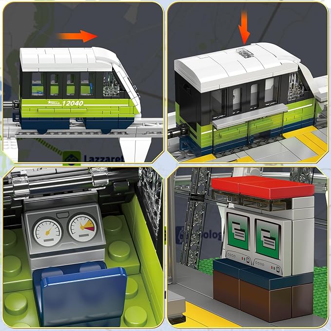 Mould King 12040 Italian Marconi Express Light Rail Train Set - Remote &amp APP Controlled Building Kit with Tracks-1957 Pieces