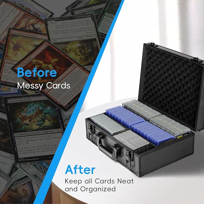 ANNLOV Toploader Storage Box for 3x4 35pt Rigid Cards Holds 600+ Toploaders Sports Card Storage Case Organizer Trading Card Storage Box with Lock