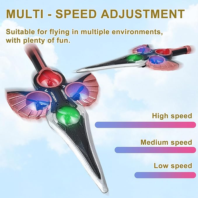 Flying Sword RC Airplane Gesture Control Airplanes for Kids Adult 8-16 Remote Control Planes with Light 360° Flip Fighter Jet Toy Gravity Sensing Stunt Roll Gift for Boy Girl Rose Gold