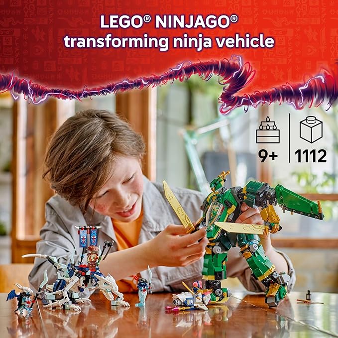 LEGO NINJAGO Lloyd's Jet Mech Building Toy - Model Building Kit for Boys &amp Girls Ages 9+ - Transforming Playset for Kids W/ 5 Ninja Toy Minifigures - Dragons Rising Gift Idea for Birthdays - 7184