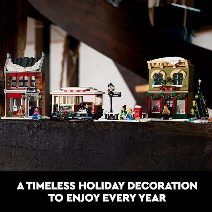 LEGO Holiday Main Street Building Set 10308 for Adults and Family Christmas Village Building Kit Holiday Display Set with Shops Streetcar and 6 Minifigures Christmas Decoration to Build Together