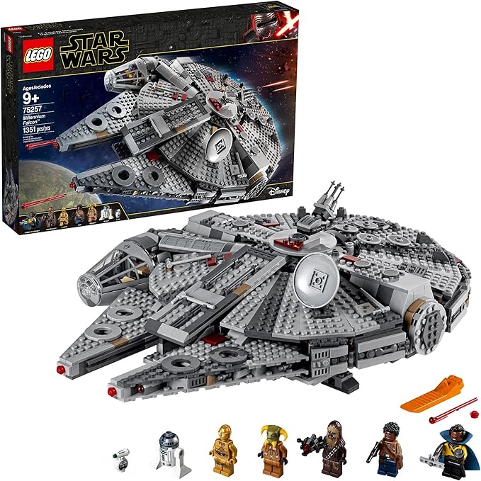 LEGO Star Wars Millennium Falcon 75257 Building Set - Starship Model with Finn Chewbacca Lando Calrissian Boolio C-3PO R2-D2 and D-O Minifigures The Rise of Skywalker Movie Collection