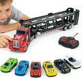 Remote Control Car Transporter Truck Includes 6 Cars 14 1:48 Car Transporter Semi Truck Toy Equipped with 2 Rechargeable Batteries Gifts Ideas for Boys Age 3-8 Year Old