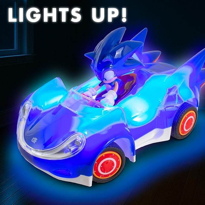 NKOK Ready to Run Sonic Glow Racer RC Car – 1/28 Scale Remote Control Vehicle with Light-Up Body (Sonic Glow Racer)