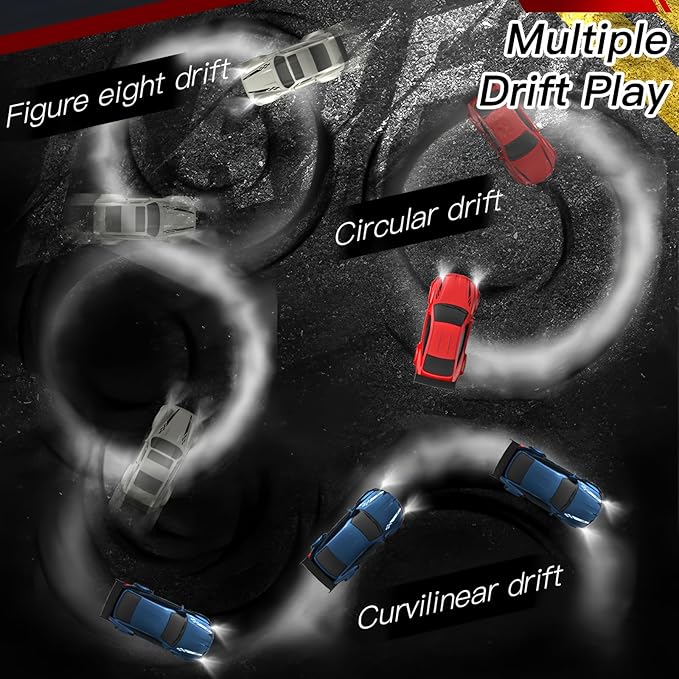 Desktop Mini Size 1:64 Scale 4WD RC Drift Car with Skill-Building Drift Control &amp LED Lights – Learn Drift Techniques Fast Charge Adjustable Throttle 2.4GHz Remote – Blue