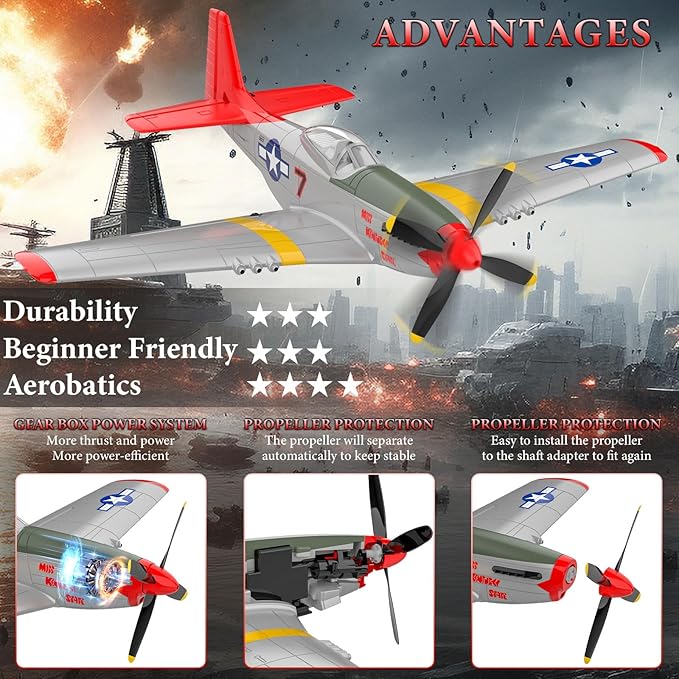 RC Plane 4 Channel Remote Control Airplanes 4-CH RC Airplane Radio Controlled Aircraft for Beginners with Xpilot Stabilization System One Key Aerobatic Airplane